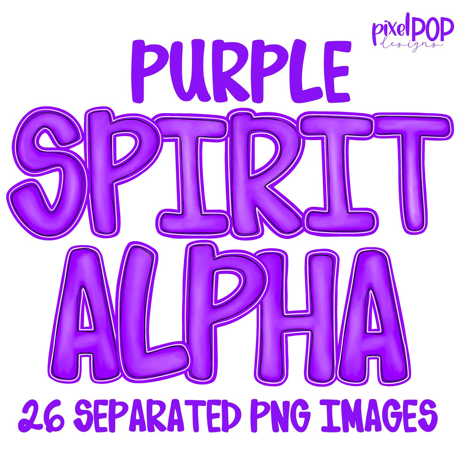 Alphabet Set: PURPLE School Spirit PNG Set