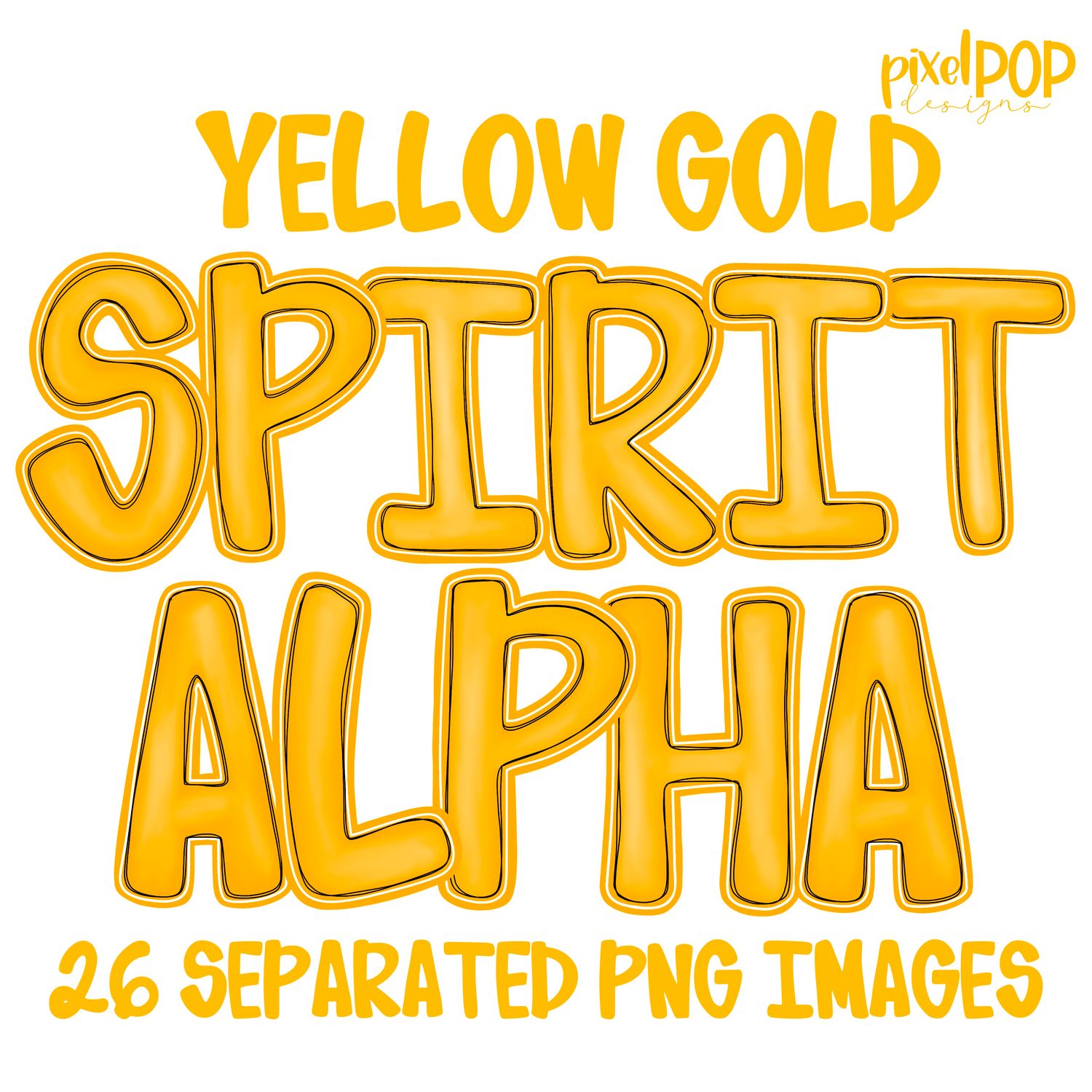 Alphabet Set: YELLOW GOLD School Spirit PNG Set
