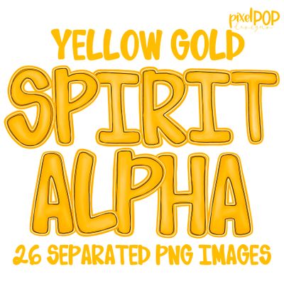 Alphabet Set: YELLOW GOLD School Spirit PNG Set