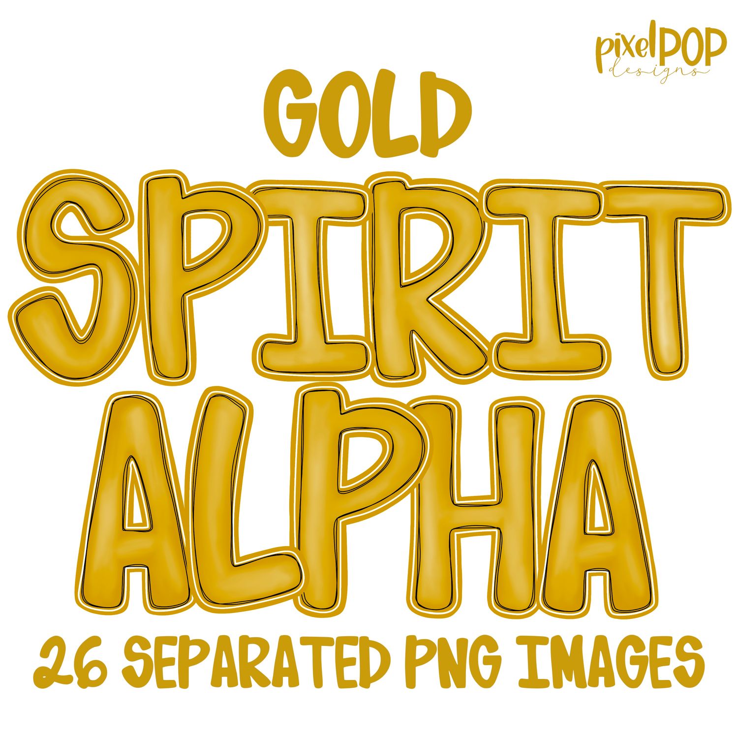 Alphabet Set: GOLD School Spirit PNG Set