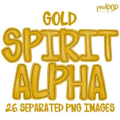 Alphabet Set: GOLD School Spirit PNG Set