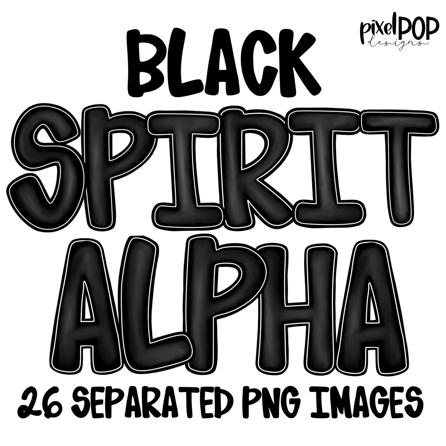Alphabet Set: BLACK School Spirit PNG Set