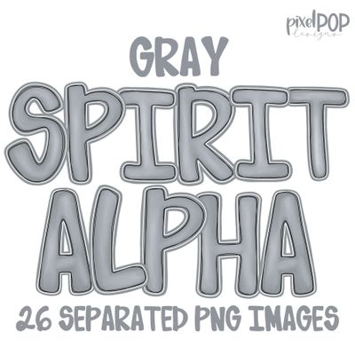 Alphabet Set: GRAY School Spirit PNG Set