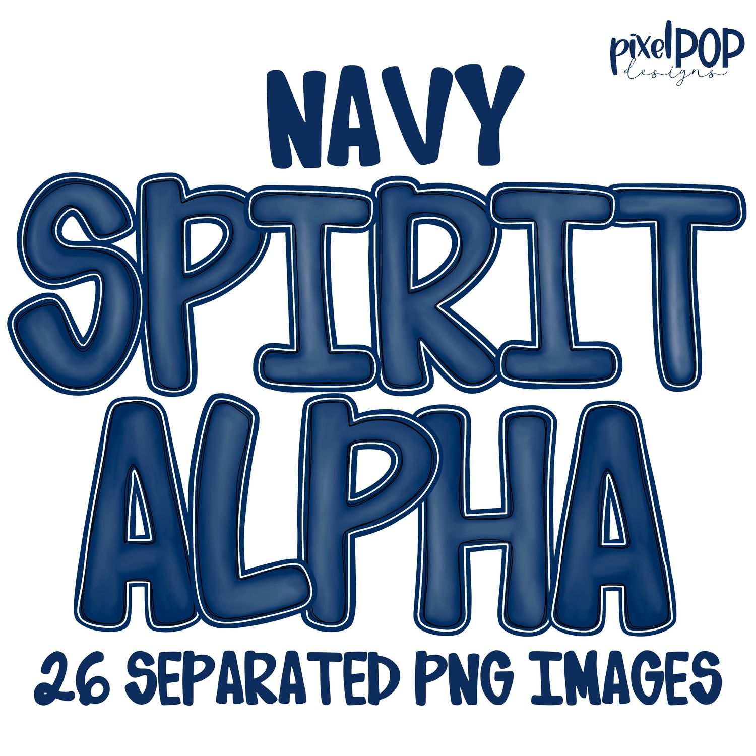 Alphabet Set: NAVY School Spirit PNG Set
