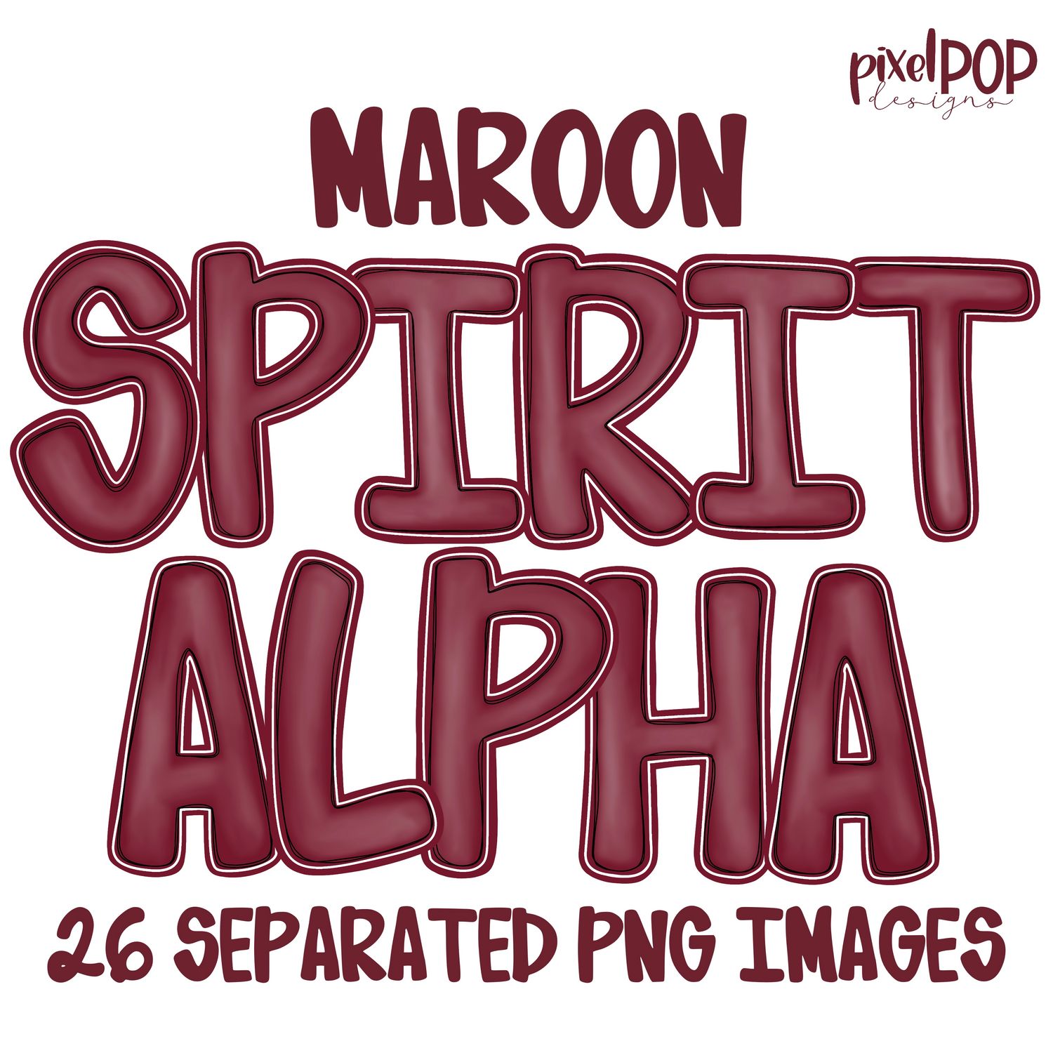 Alphabet Set: MAROON School Spirit PNG Set