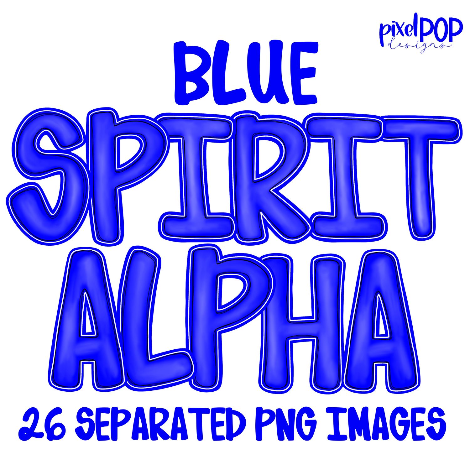 Alphabet Set: BLUE School Spirit PNG Set