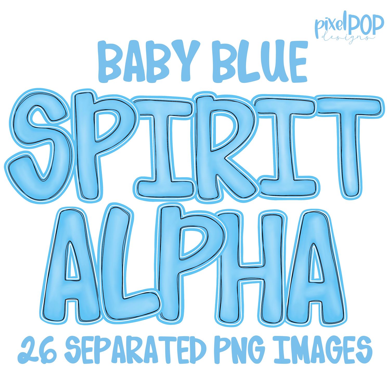Alphabet Set: BABY BLUE School Spirit PNG Set