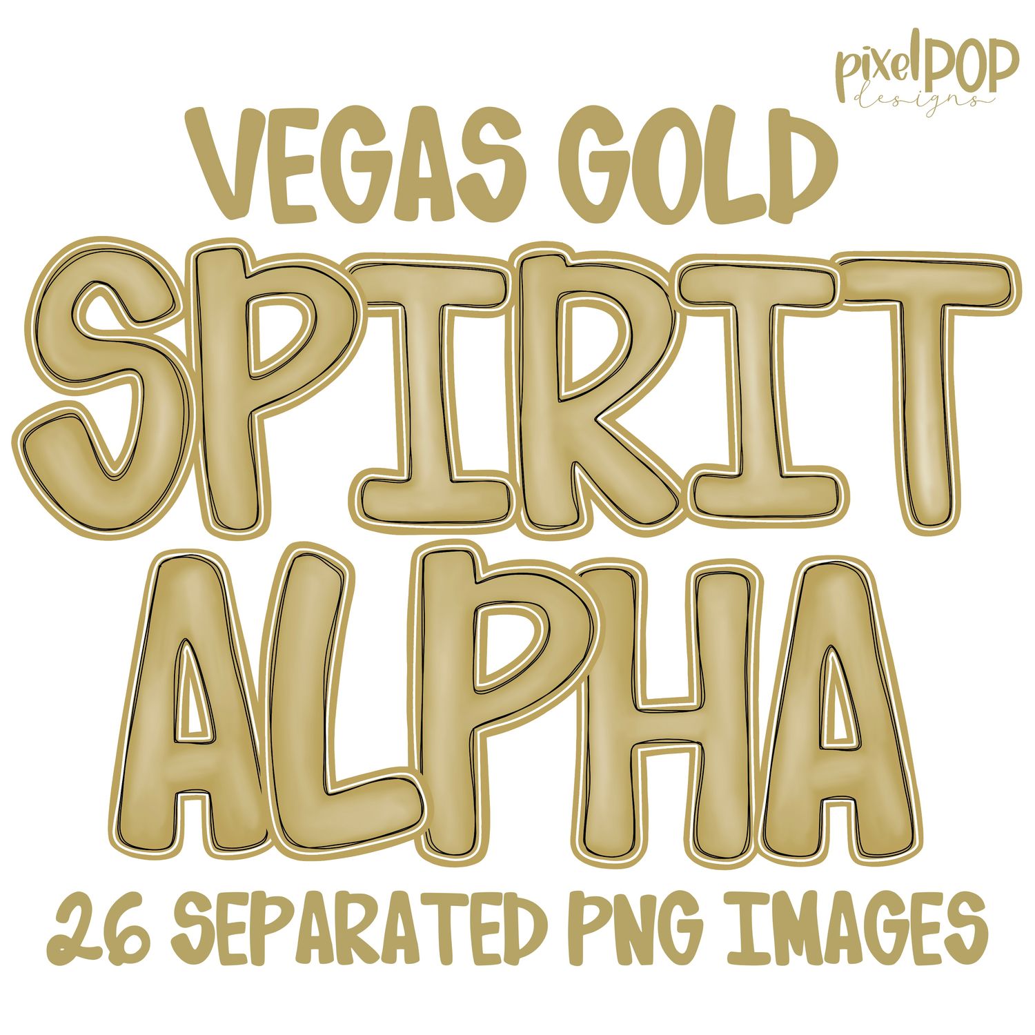 Alphabet Set: VINTAGE/VEGAS GOLD School Spirit PNG Set