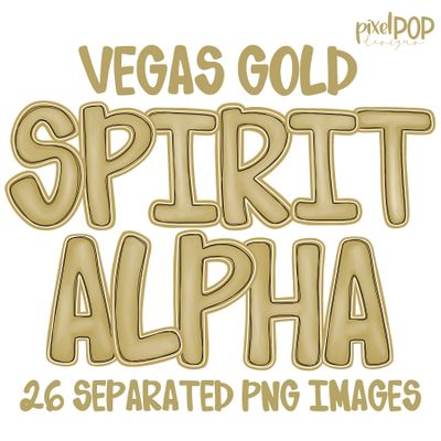 Alphabet Set: VINTAGE/VEGAS GOLD School Spirit PNG Set