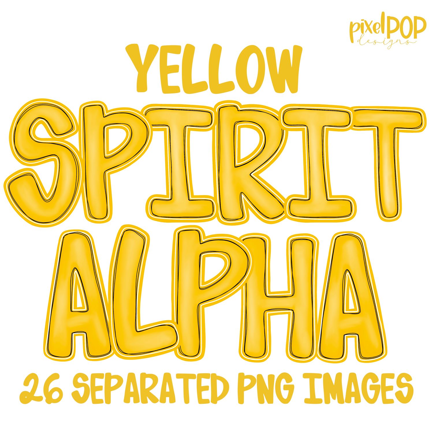 Alphabet Set: YELLOW School Spirit PNG Set