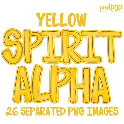 Alphabet Set: YELLOW School Spirit PNG Set