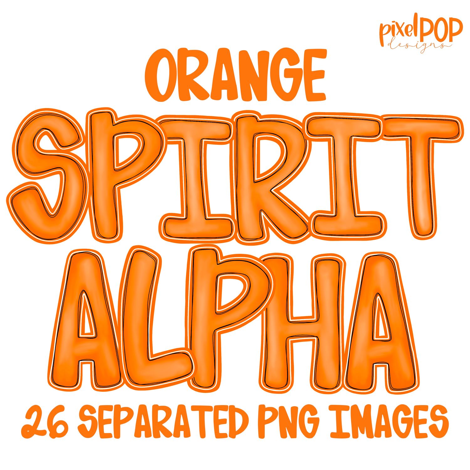 Alphabet Set: ORANGE School Spirit PNG Set