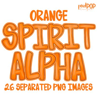 Alphabet Set: ORANGE School Spirit PNG Set