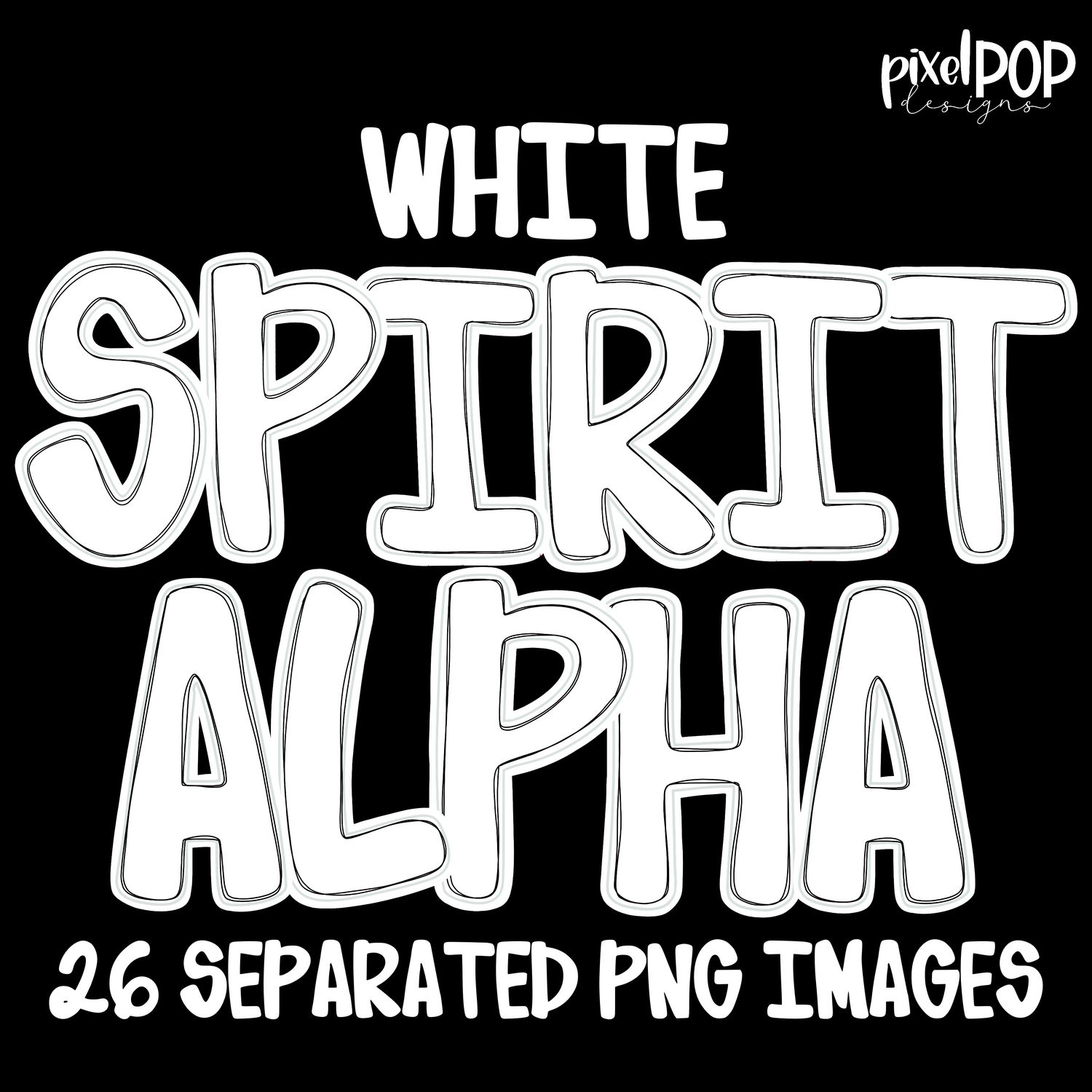 Alphabet Set: WHITE School Spirit PNG Set