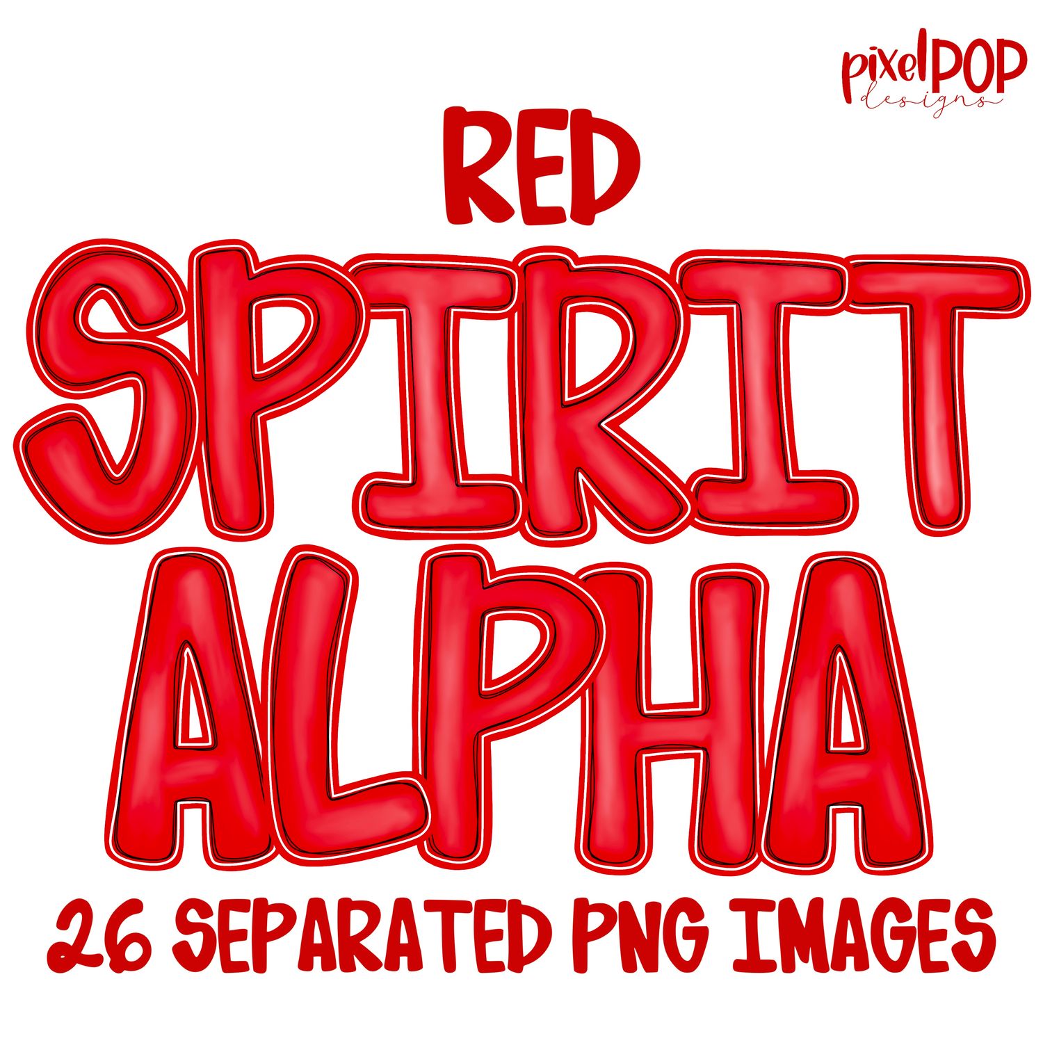 Alphabet Set: RED/CRIMSON School Spirit PNG Set
