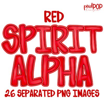 Alphabet Set: RED/CRIMSON School Spirit PNG Set