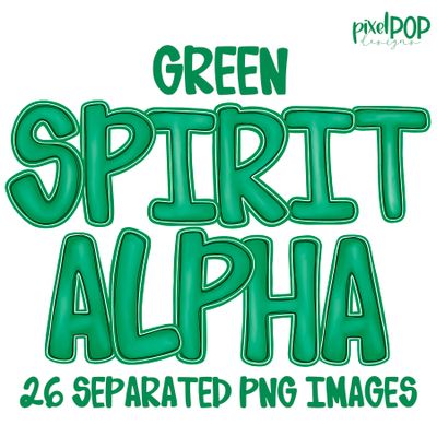 Alphabet Set: GREEN School Spirit PNG Set