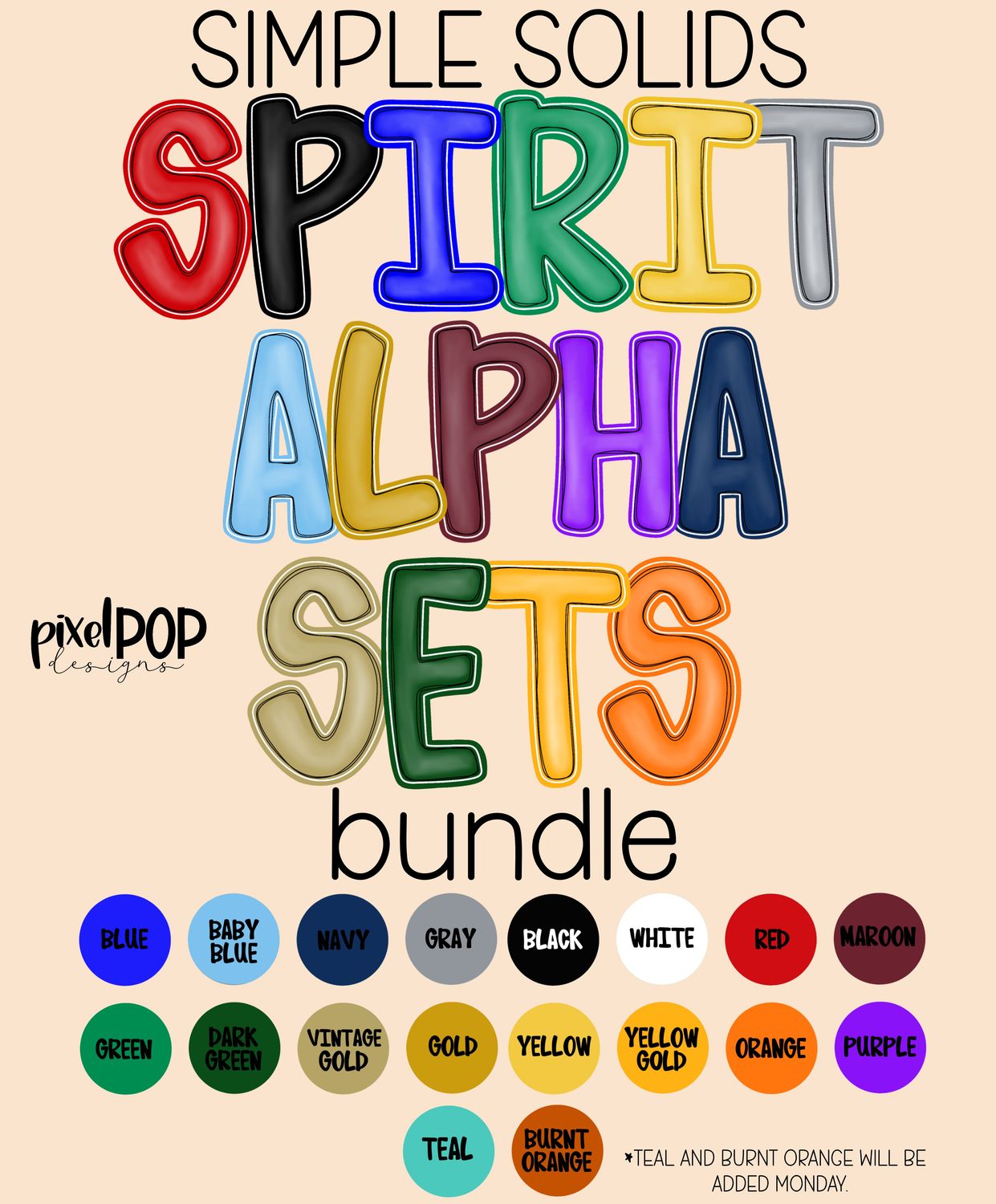 BUNDLE: All SOLID School Spirit Alphabet Sets (READ DETAILS CAREFULLY)