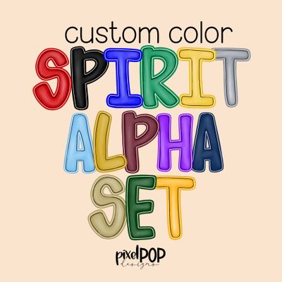 CUSTOM: Solid School Spirit PNG Alphabet Set (single color)