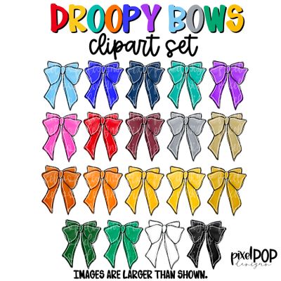 CLIPART SET: Droopy Spirit Bows (19 PNG Files)