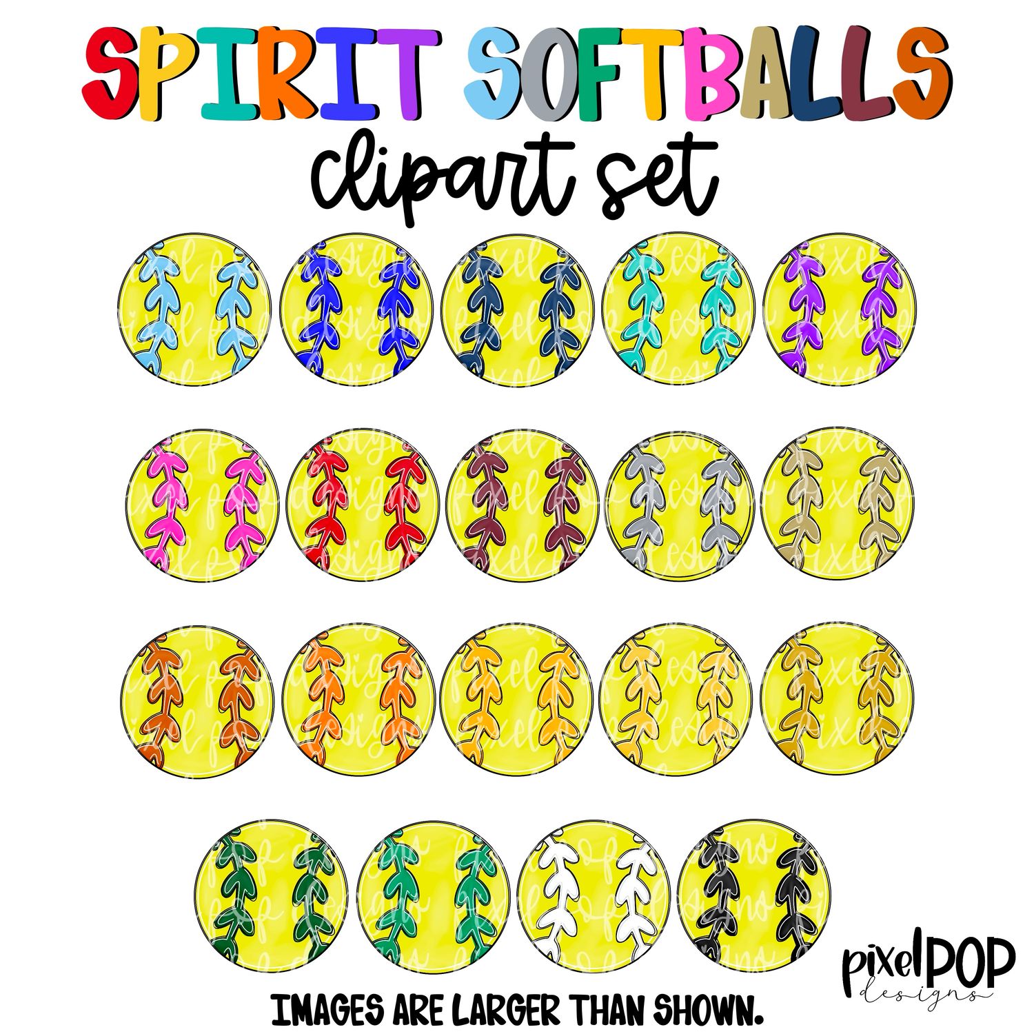 CLIPART SET: Spirit Softballs (19 PNG Files)