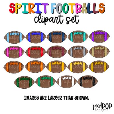 CLIPART SET: Spirit Footballs SOLIDS (19 PNG Files)