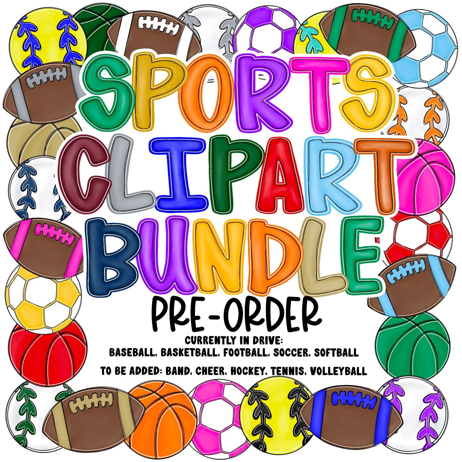CLIPART BUNDLE: Sports Collection SOLIDS (PRE-ORDER)