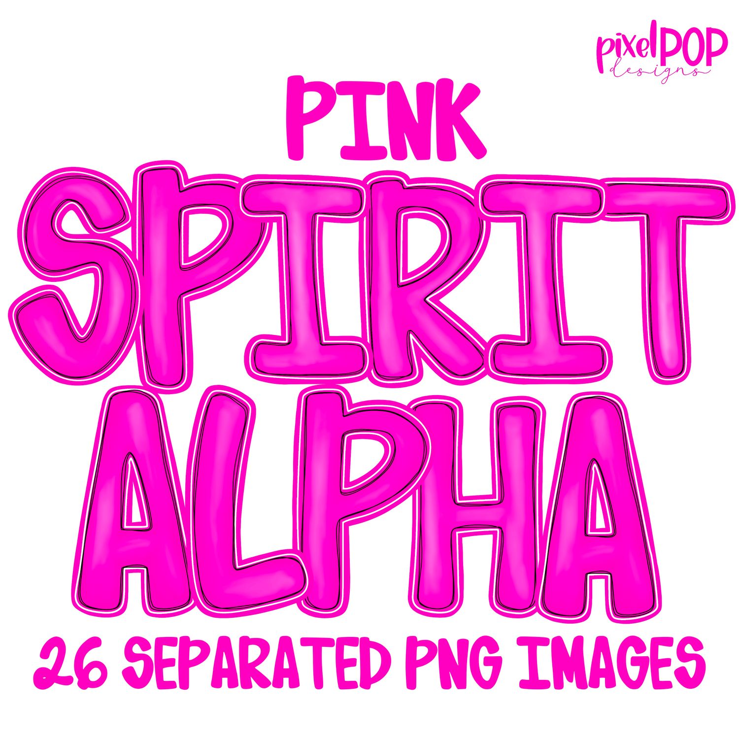 Alphabet Set: PINK School Spirit PNG Set
