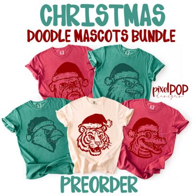 BUNDLE PRE-ORDER: Hand Drawn Christmas Doodle Mascots