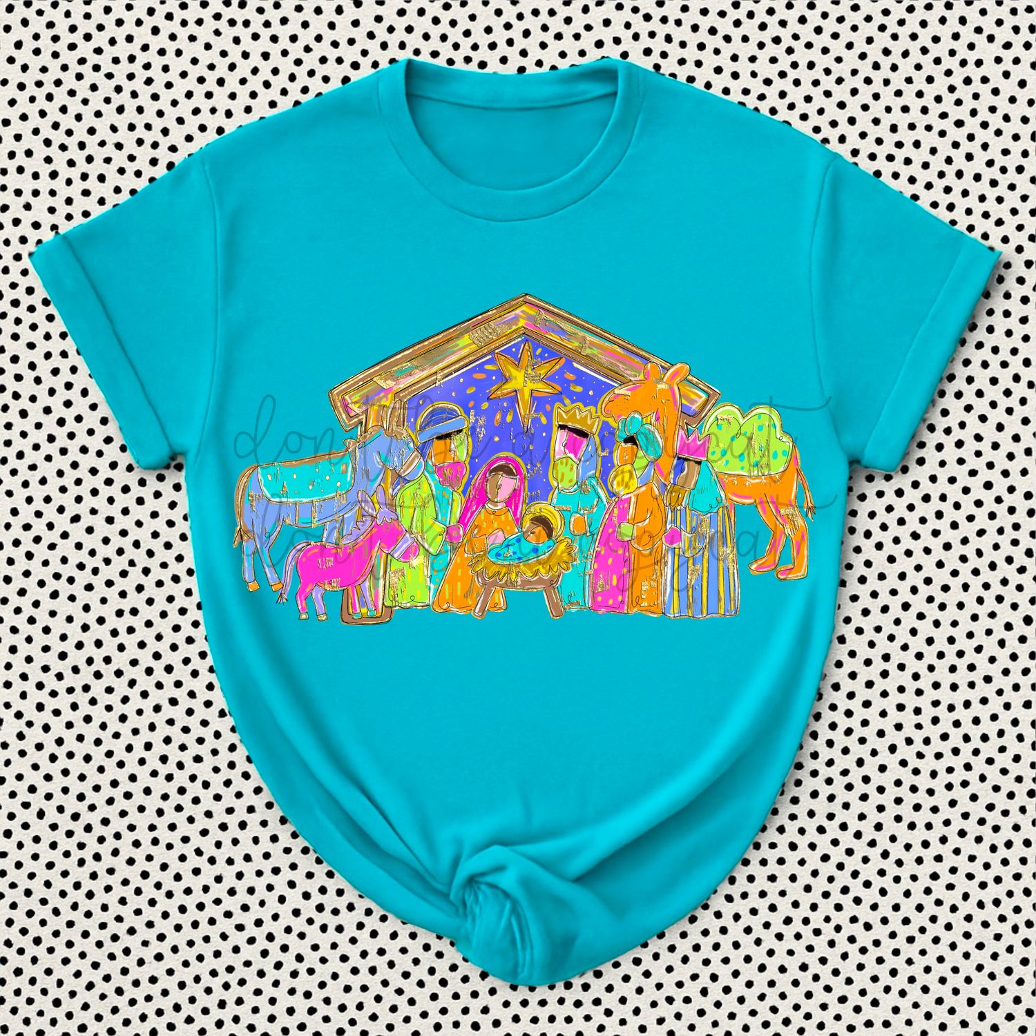Abstract Nativity (Bright) Christmas Baby Jesus Manger
