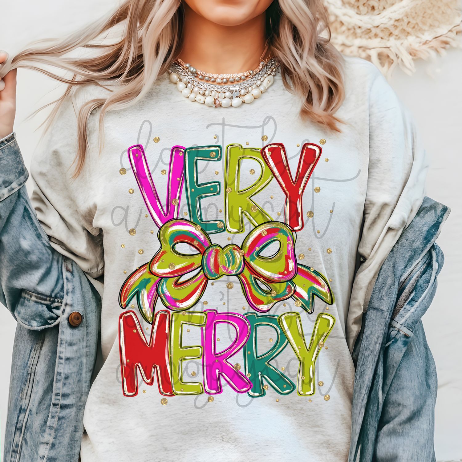 Very Merry Bow Gold PNG Design Christmas