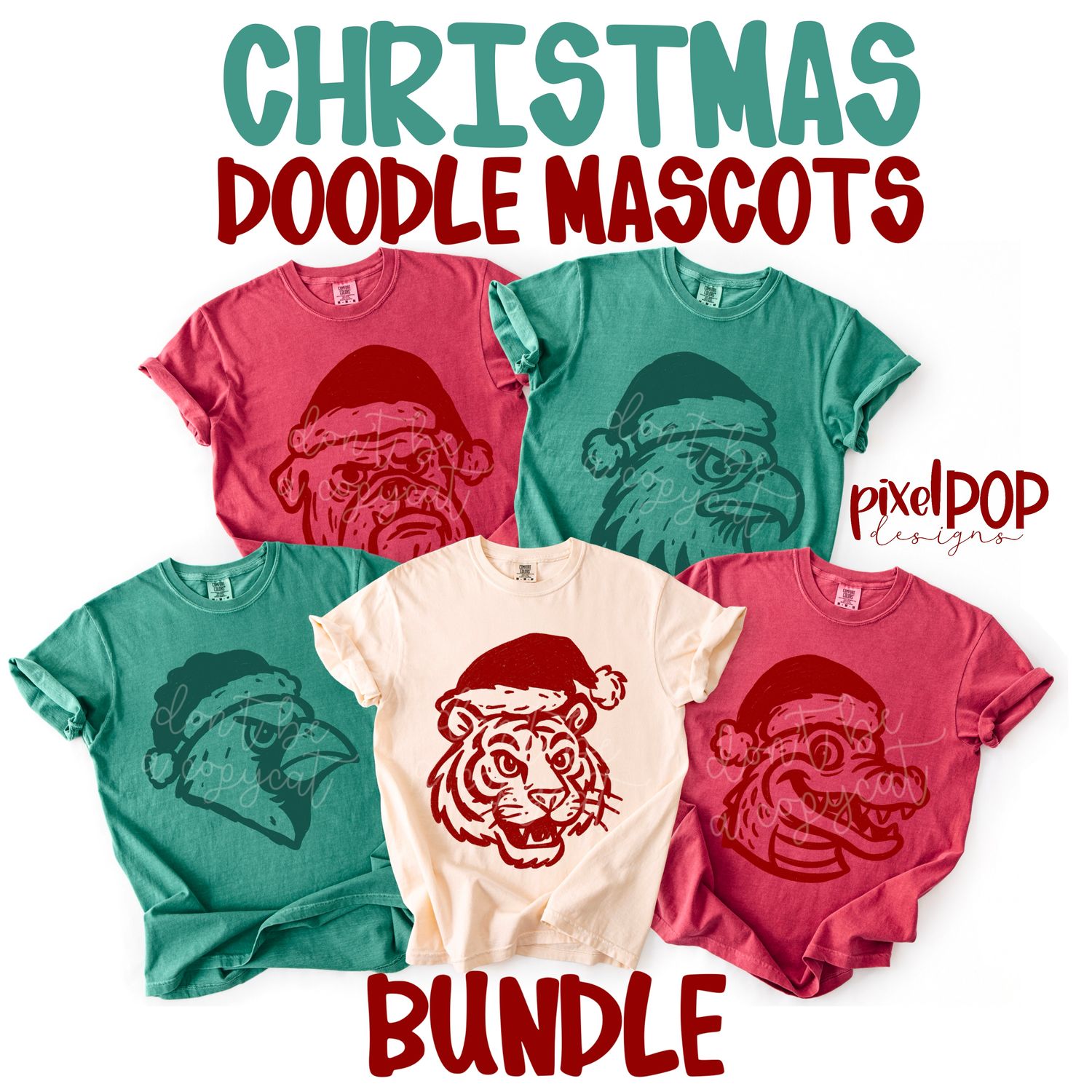 BUNDLE: Hand Drawn Christmas Doodle Mascots