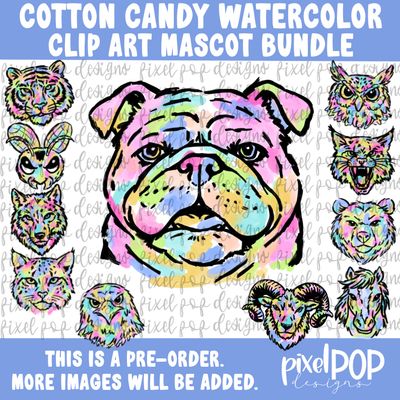 BUNDLE PRE-ORDER: Cotton Candy CLIP ART Watercolor Mascots