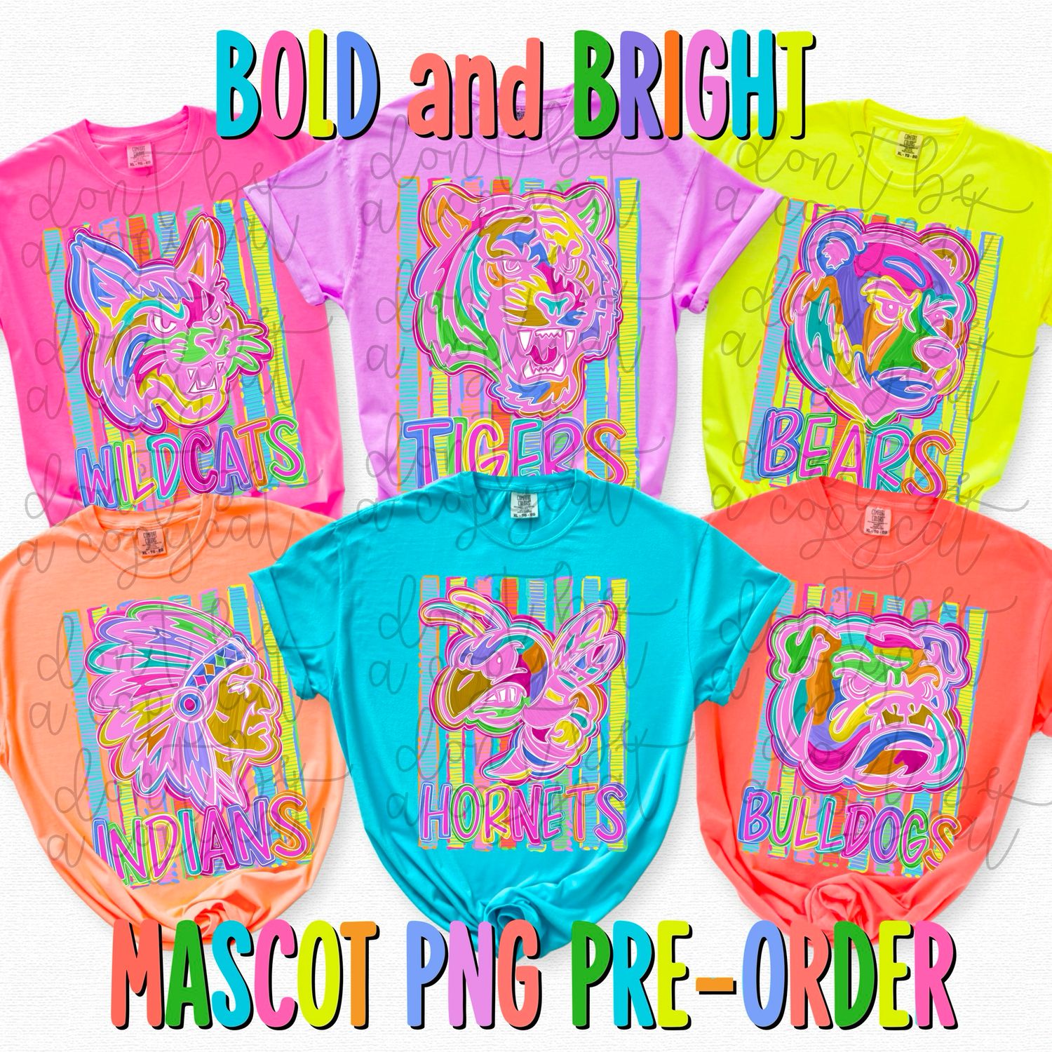 BUNDLE PRE-ORDER: Bold and Bright Mascot Designs + FULL SIZE Matching Mascot Head PNG Designs