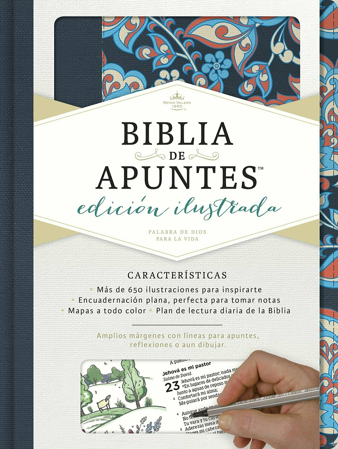 RVR 1960 Biblia De Apuntes Edición Ilustrada Rosado Y Azul, Tela