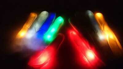 NEU -Rainbow LED blink leucht Hand schuh LEUCHT FINGER weiss, silber, Plüsch oder schwarz
