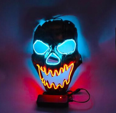 Hit der Saison ! Party Leuchtmaske EL MASKE Bad Skull PHANTOM ElektroLumineszens Schlauch