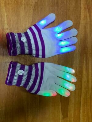 NEU 1 PAAR Schwarz/Weiss - pink - lila LED blink leucht Hand schuh LEUCHT FINGER rechts / links