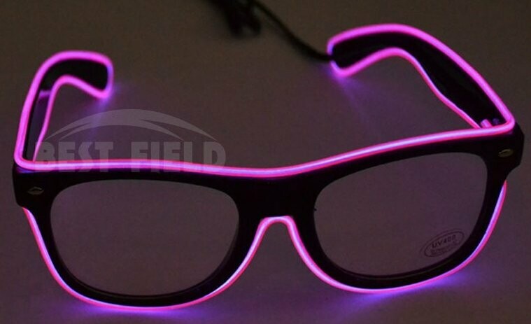 SONNENBRILLE Party Brille EL Disco SPACE Rave wayfarer Partybrille DARK rayba sound active GETOENT / Klar