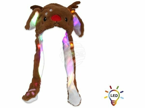 Leucht Wackel Ohren Mütze Weihnachts Reh Rentier LED 3 Leuchtmodi ca. 60 cm x 20 cm Merry Christmas