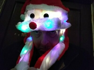 Leucht Wackel Ohren Mütze Weihnachtsmann Santa LED 3 Leuchtmodi ca. 60 cm x 20 cm Merry Christmas