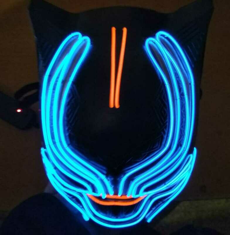 Hit der Saison ! Party Leuchtmaske EL MASKE PHANTOM Wolf ElektroLumineszens Schlauch