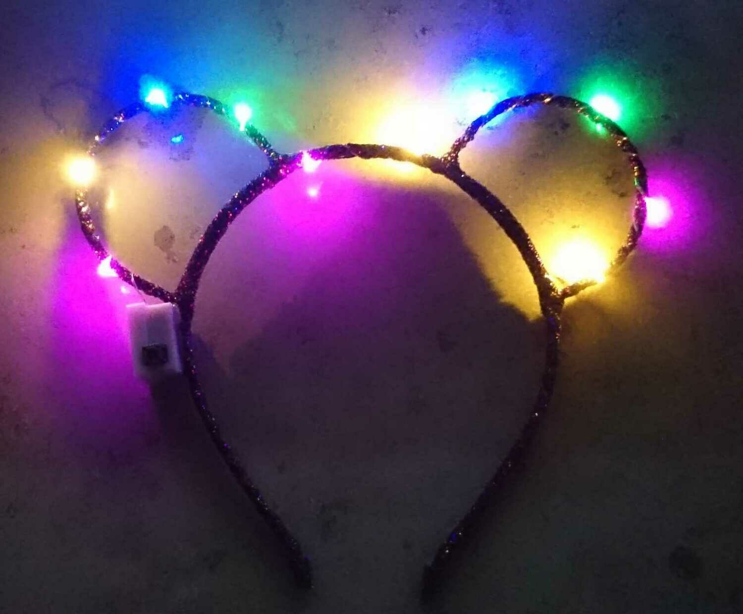 LED Haarreifen Leucht Blink mouse Maus Ohren Mausohren Haar Reif blinky Haarreif