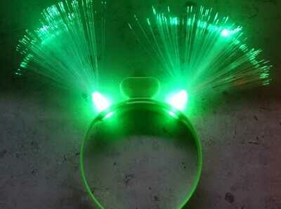 LED Blink Haarreifen Glasfaser Fibre ROT PINK blau grün HAAR REIF Licht NEU Fiber