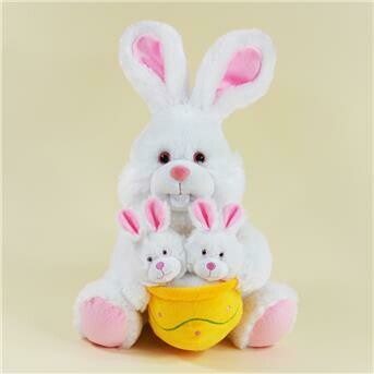 Laber-Hase, XXL, mit wackelnden Babies, Laber-Hase, XXL, mit wackelnden Babies, "Linda" weiß, 25cm labertier