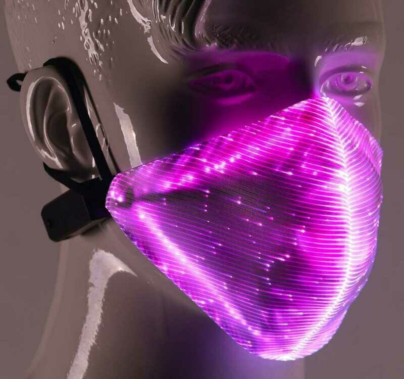LED Mundschutz Glas Faser multicolor Glasfaser Maske 7 Programme+Farbwechsel USB +AKKU