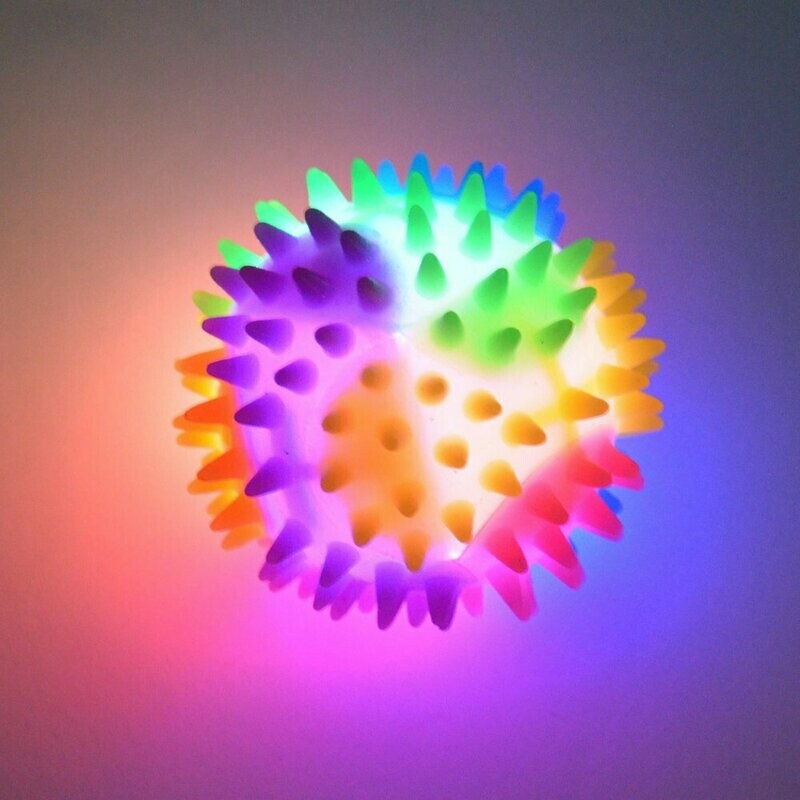 LED Gummiball Flummi STARBALL Stacheliger Stachel mit Licht 70 mm - Blinken bei Aufprall
