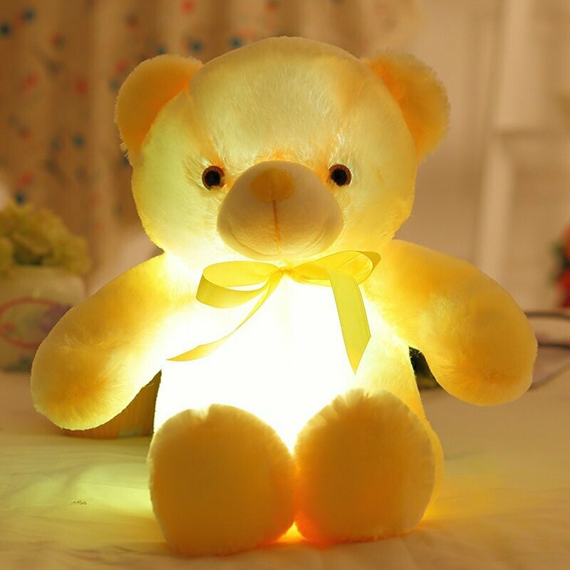 LED LEUCHT KISSEN farbwechsel Bear Bär Teddi Leuchtkissen kuschelweich 50 cm