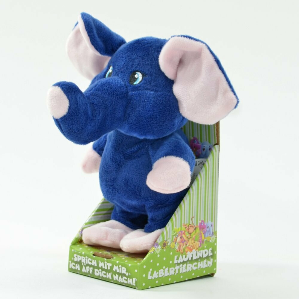 Laber-Elefant, Lars, laufend, der alles nachplappert, inkl. Batterien, 19x19x16cm