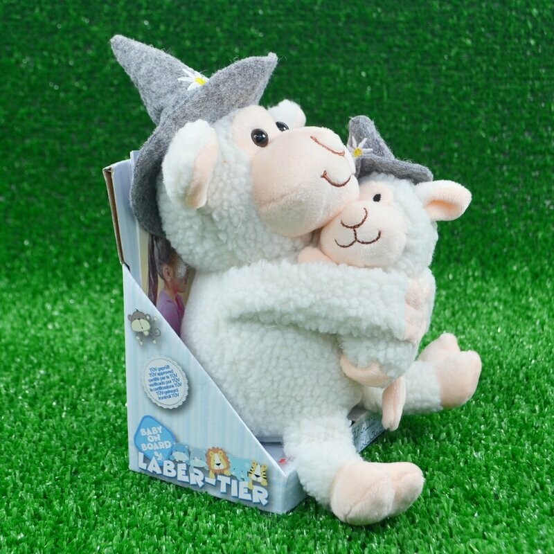 Laber-Schaf Laber-Schaf "Trudi" mit Baby "Alfons" und Edelweiss-Filzhut, inkl. Batterien